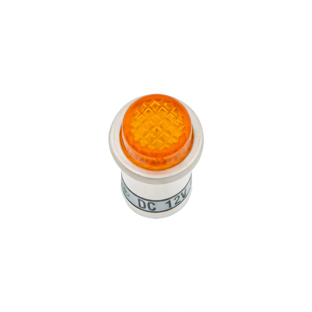 16 Amp 12V Amber Warning Light w/ 1/2" Panel Mount and Leads 1 Pc.