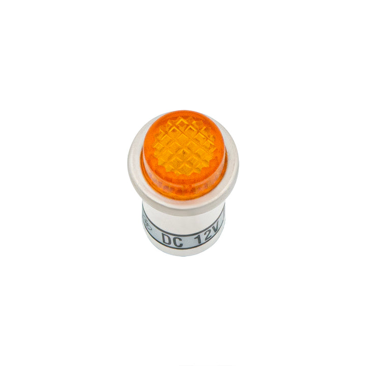 16 Amp 12V Amber Warning Light w/ 1/2" Panel Mount and Leads 1 Pc.