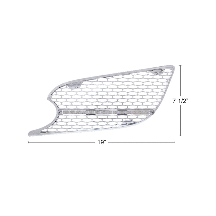 Chrome Air Intake Grille With LED Light For 2012-2021 Peterbilt 579 (Driver) - Amber LED/Clear Lens