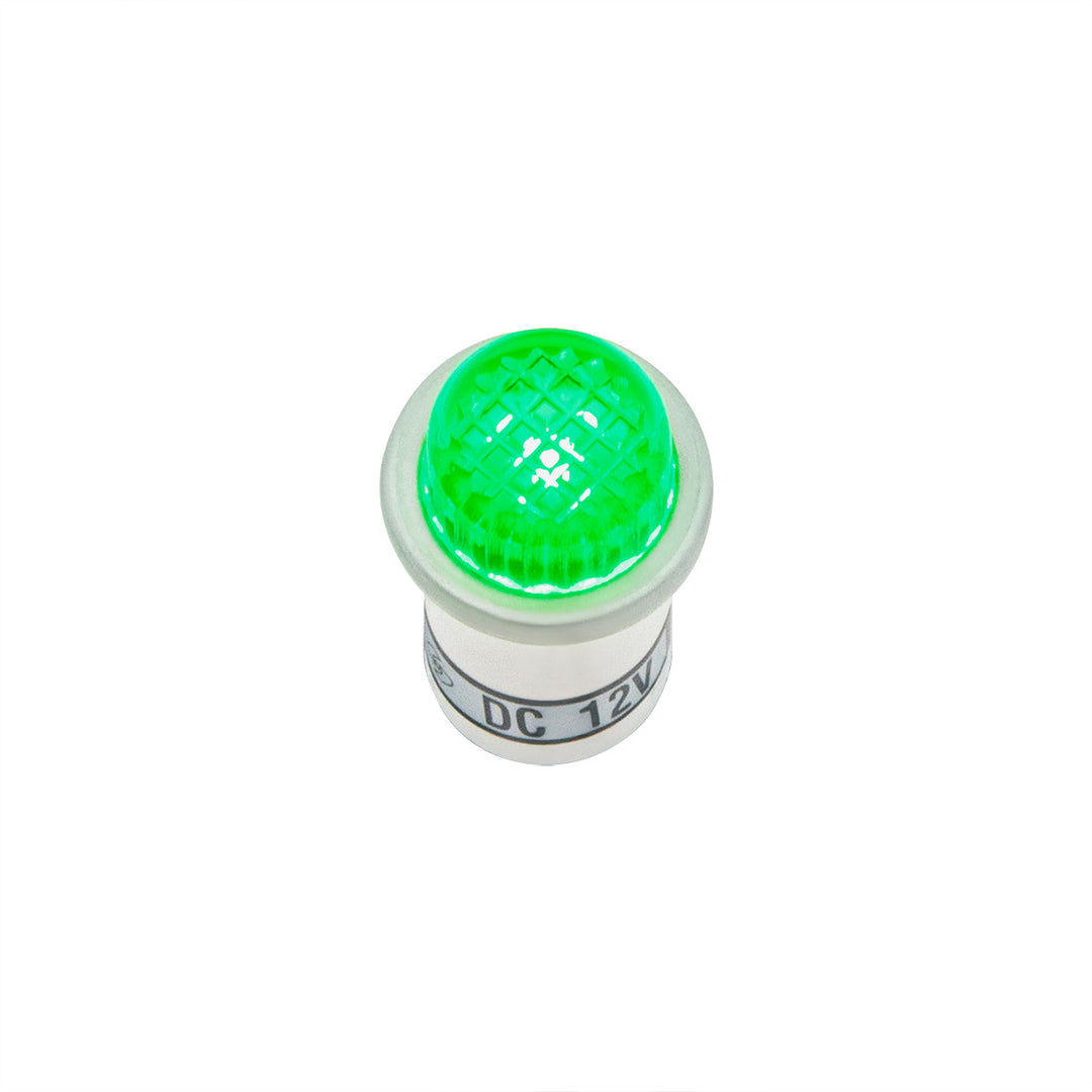 16 Amp 12V Green Warning Light w/ 1/2" Panel Mount and Leads, 1 Pc.