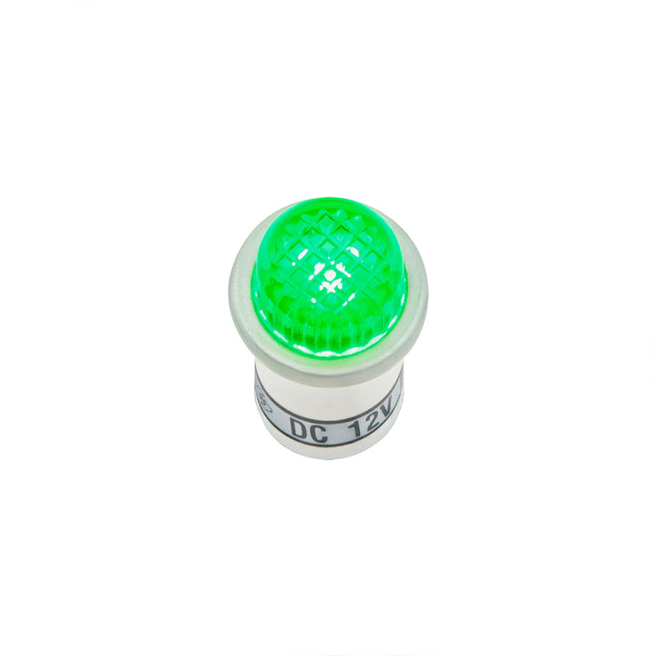 16 Amp 12V Green Warning Light w/ 1/2" Panel Mount and Leads, 1 Pc.
