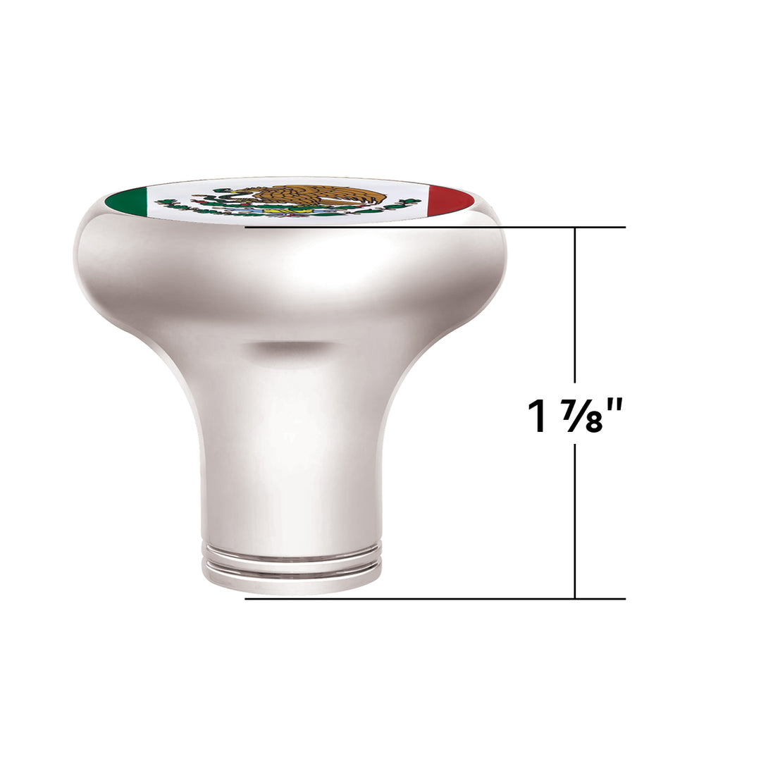 1/2" - 13 Thread-On Gearshift Knob With Mexico Flag Sticker - Chrome