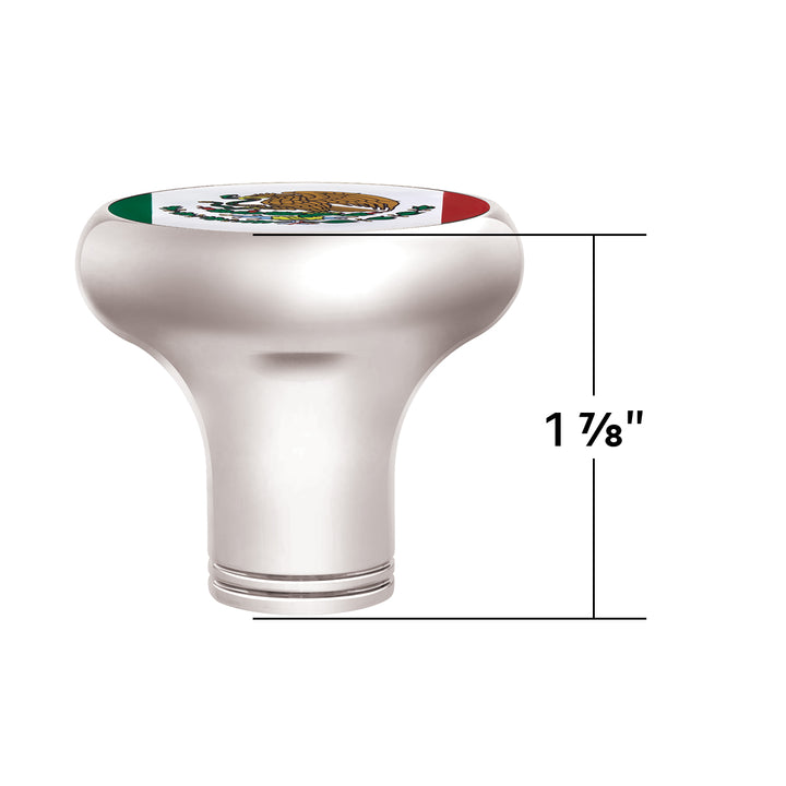 1/2" - 13 Thread-On Gearshift Knob With Mexico Flag Sticker - Chrome