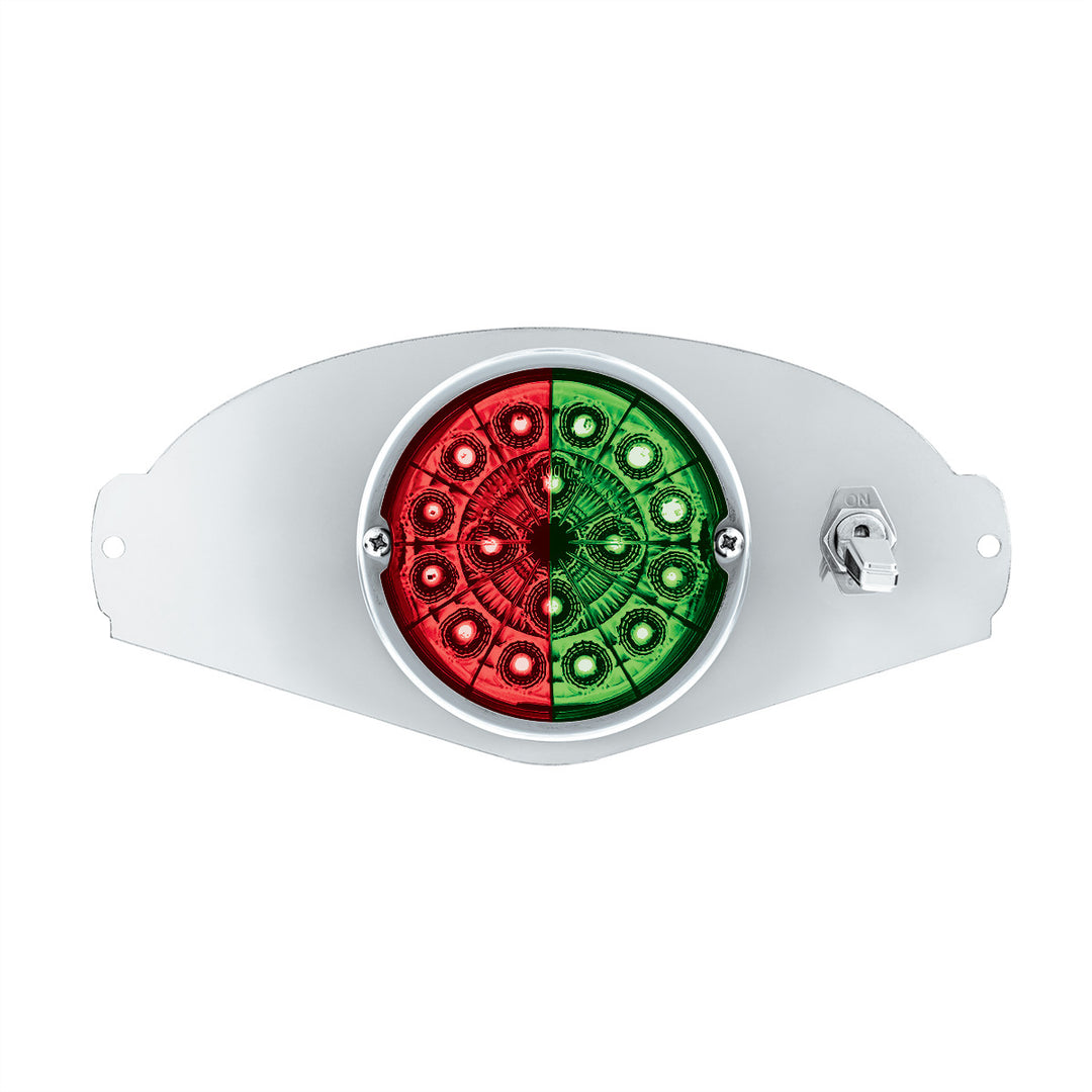 304 Stainless Steel Above Door Dome Light Kit W/ 17 LED Double Fury Watermelon For 2008-2017 FL Cascadia - Red &amp; Green LED