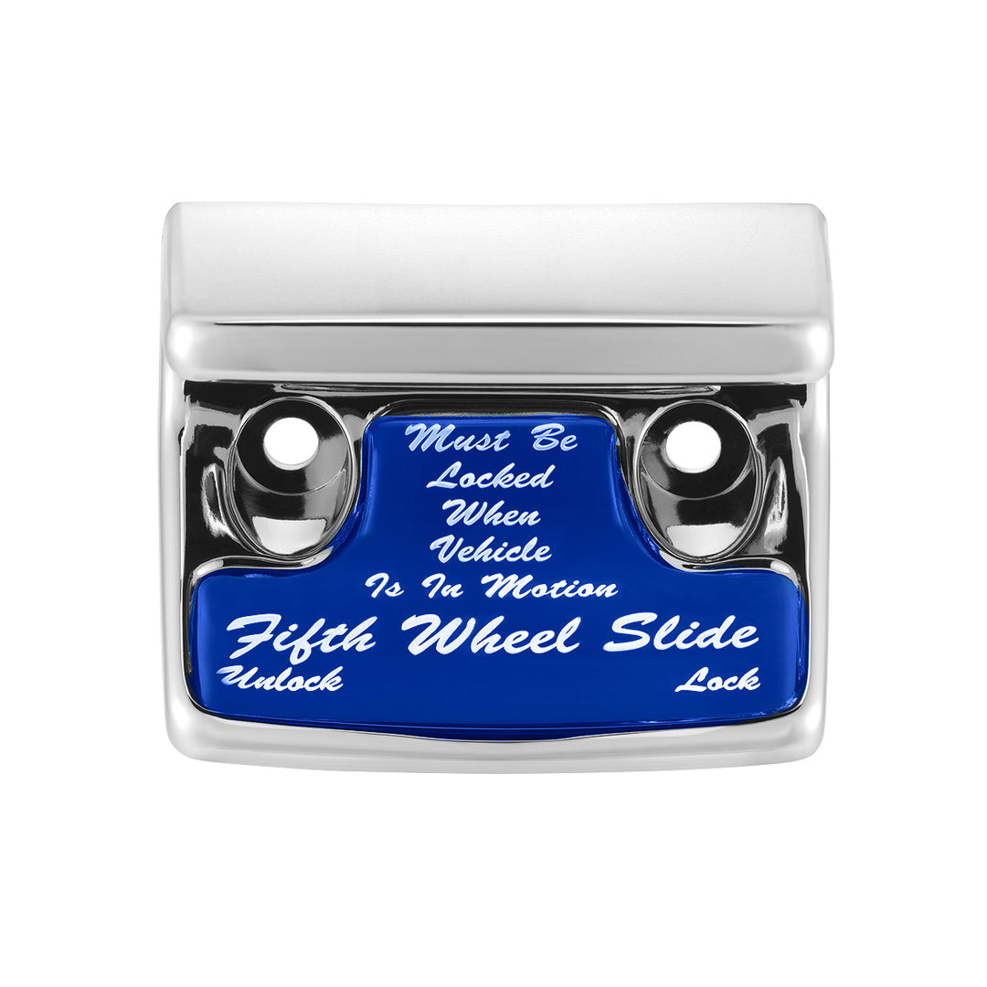 Chrome Plastic Fifth Wheel Switch Guard With Glossy Sticker For 1990-2010 Freightliner Classic - Blue Sticker