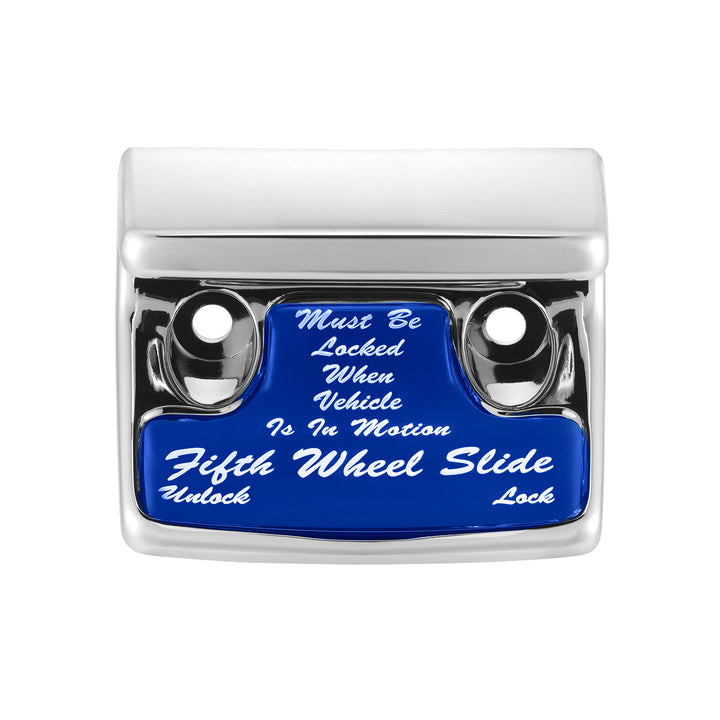 Chrome Plastic Fifth Wheel Switch Guard With Glossy Sticker For 1990-2010 Freightliner Classic - Blue Sticker