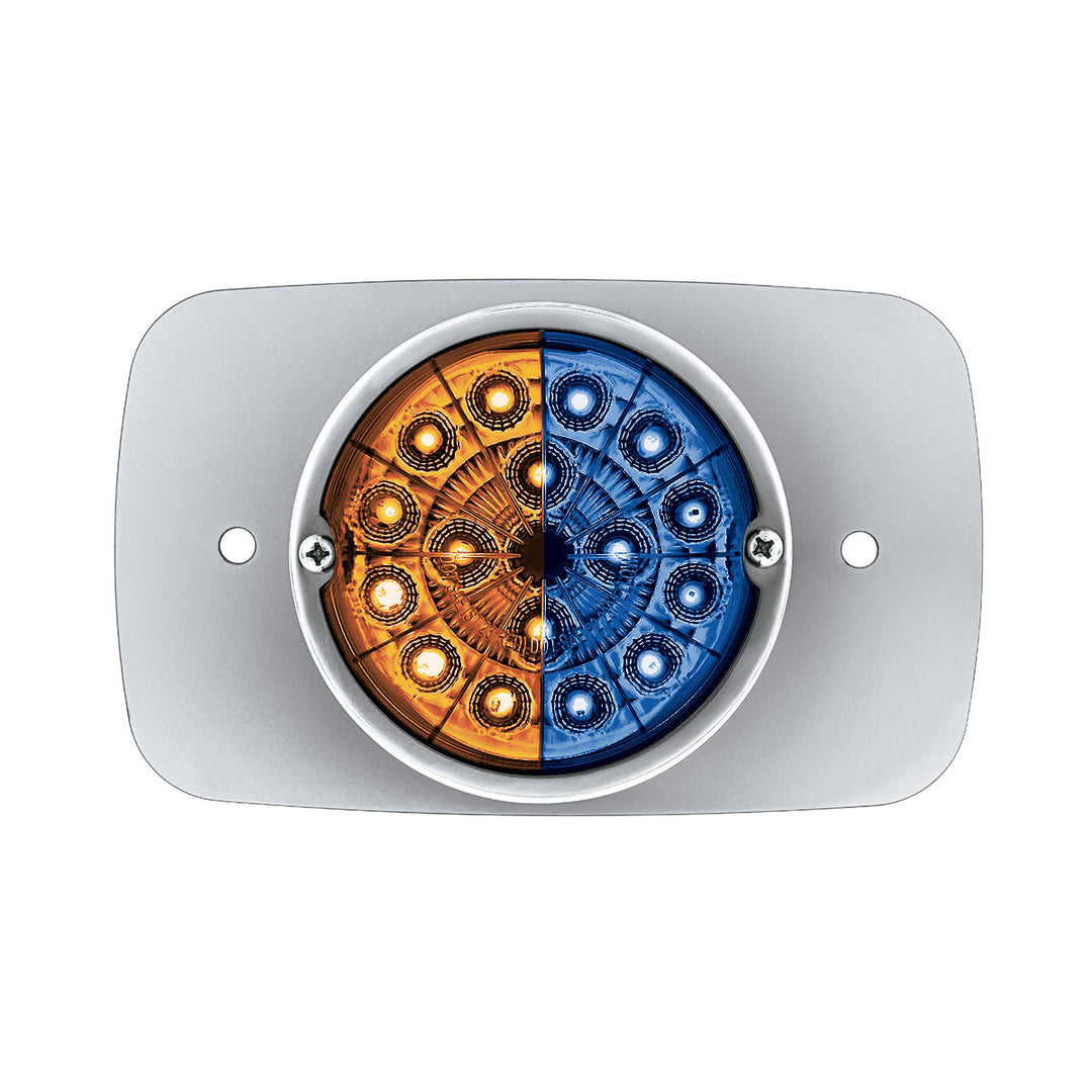 304 Stainless Steel Turn Signal Light Kit W/ 17 LED Double Fury Watermelon For 2008-2017 FL Cascadia - Amber &amp; Blue LED