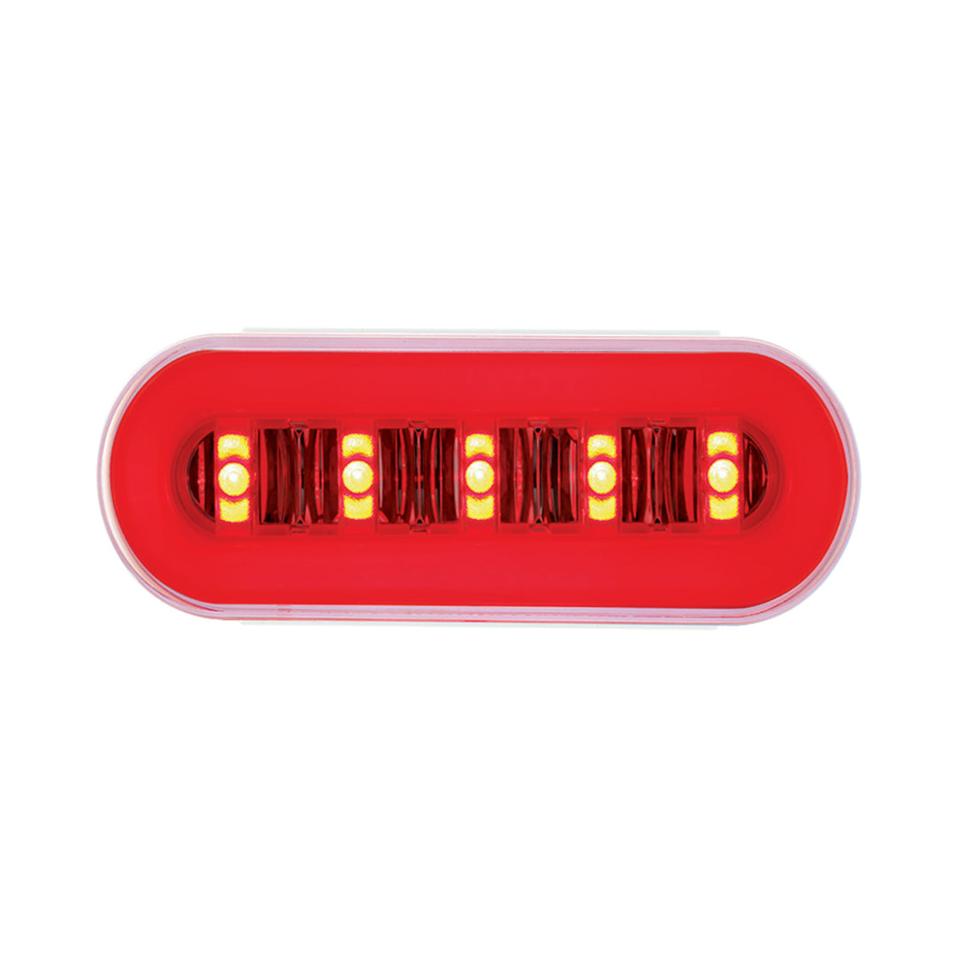 Stainless Top Mud Flap Bracket With 3 x 22 LED 6" Oval GloLight &amp; Visors - Red LED/Clear Lens (Each)