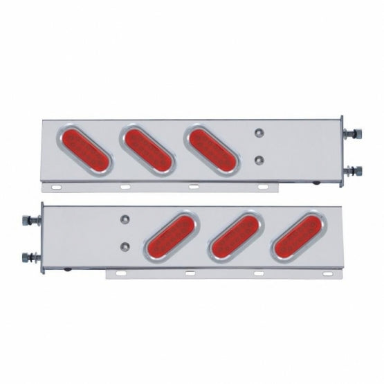 3-3/4" Bolt Pattern Stainless Spring Loaded Light Bar With 6 Oval 12 LED Lights (Pair)