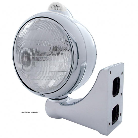 Chrome Guide 682-C Style Headlight 6014 &amp; LED Turn Signal - Clear Lens