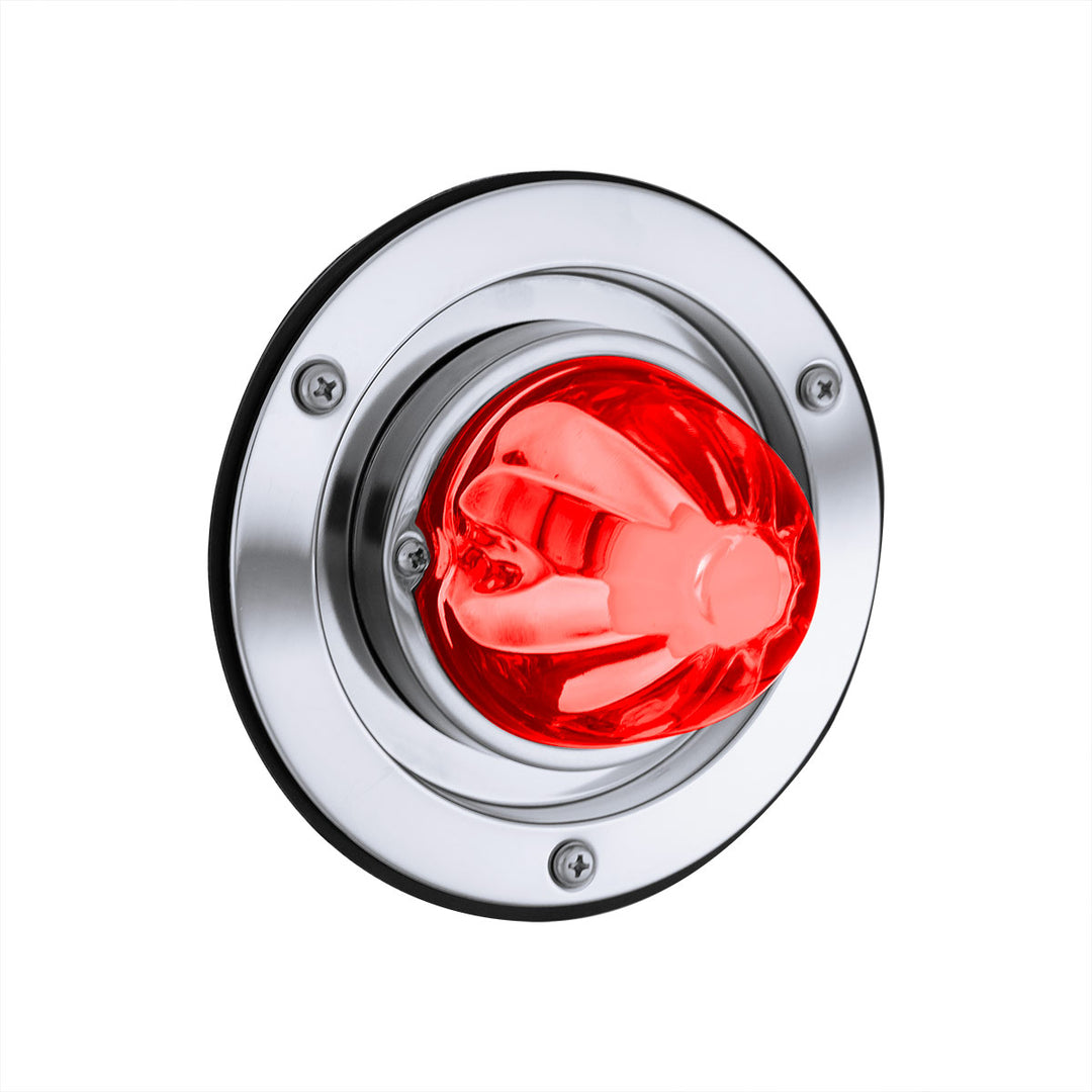Dual Function Glass Watermelon Sleeper Bunk Kit With 304 Stainless Steel Bezel &amp; LED Bulb - Clear Lens/Red LED