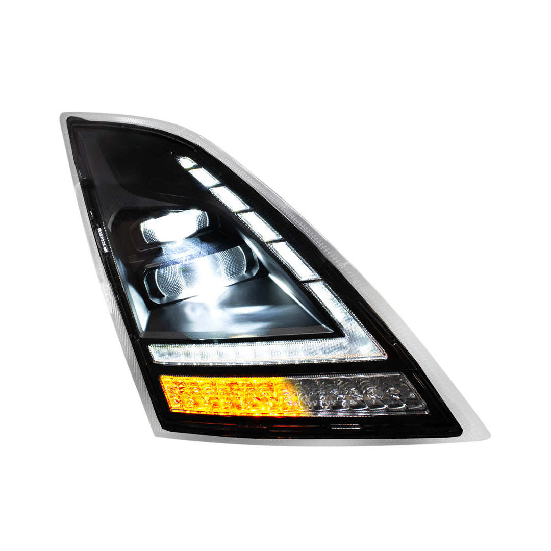 Blackout Full LED Headlight With Switchable Sequential Turn Signal. 2018-2024 Volvo VNL - Passenger