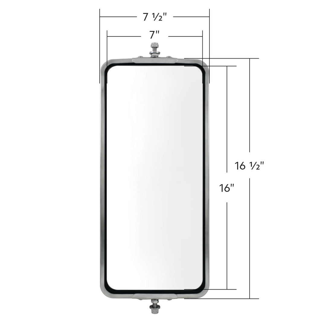 7" x 16" 430 Stainless Steel West Coast Style Mirror - Non Heated