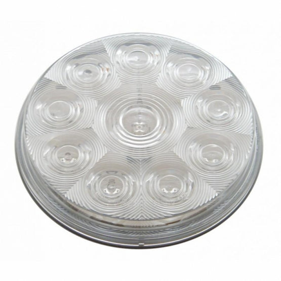 10 LED 4" Round Light (Stop, Turn &amp; Tail) - Red LED/Clear Lens (Bulk)