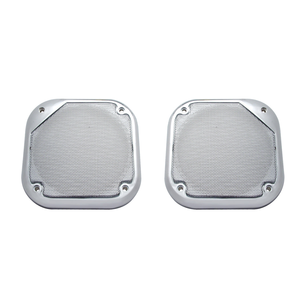 Chrome 5-1/2" Square Speaker Cover For Various Freightliner &amp; Kenworth Models (Pair)