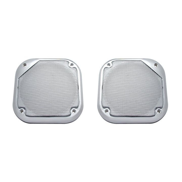 Chrome 5-1/2" Square Speaker Cover For Various Freightliner &amp; Kenworth Models (Pair)