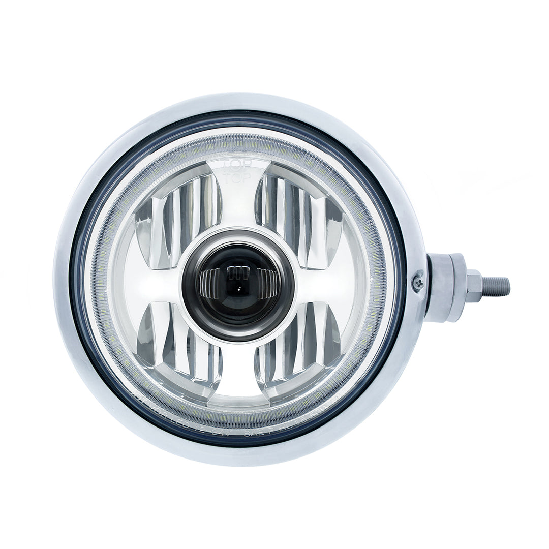 Stainless Steel Guide 682-C Style Headlight Assembly W/LED Headlight &amp; Dual Color Position Light - R/H (Horizontal Mount)