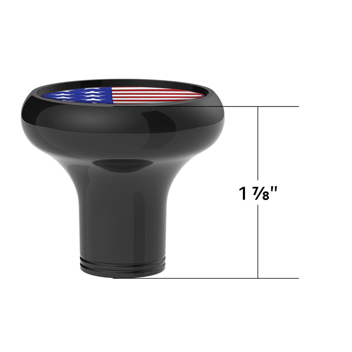 1/2" - 13 Thread-On Gearshift Knob With USA Flag Sticker - Black