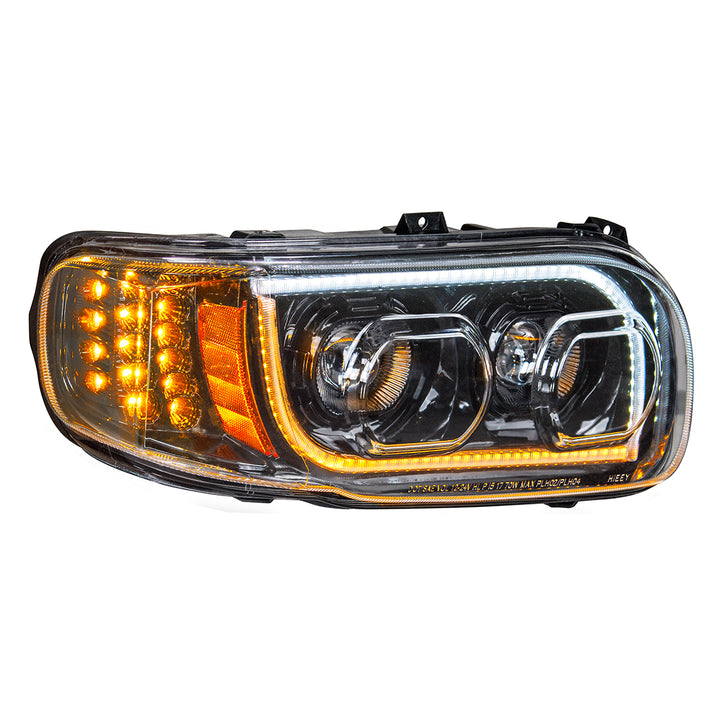 High Power LED "Blackout" Headlight With 16 LED Turn &amp; 57 LED Bar For 2008-2024 Peterbilt 389 - Passenger