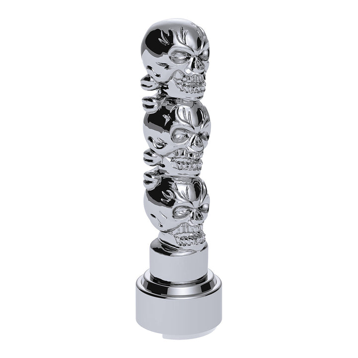 Thread-On 3 - Skulls Gearshift Knob With Adapter For Eaton - Fuller 9/10 Speed Shifter - Chrome