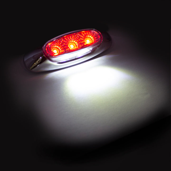 5 LED Reflector Light (Auxiliary/Utility) With Side Ditch Light - Red LED/Clear Lens (Card)