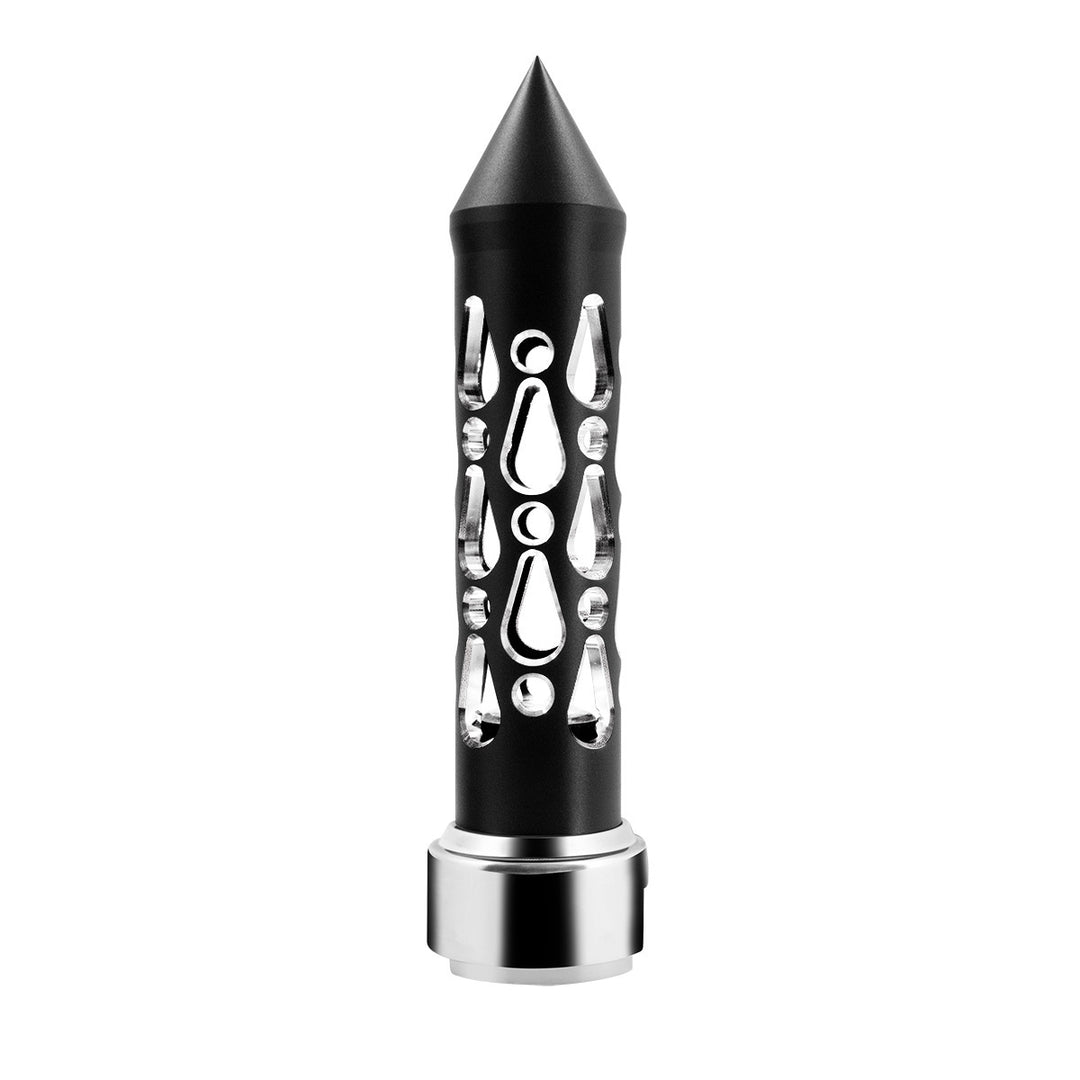 Thread-On Brooklyn Style Spike Gearshift Knob With LED 13/15/18 Speed Adapter - Matte Black/White LED