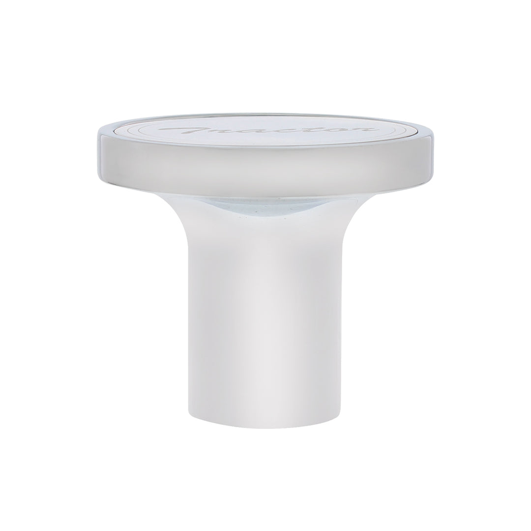 Aluminum Screw-On Air Valve Knob With Stainless Tractor Plaque - Chrome