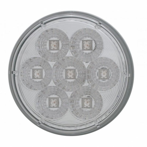 2-1/2" Bolt Pattern Stainless Steel Spring Loaded Bar With 6 x 4" 7 LED Lights &amp; Visors - Red LED/Clear Lens (Pair)