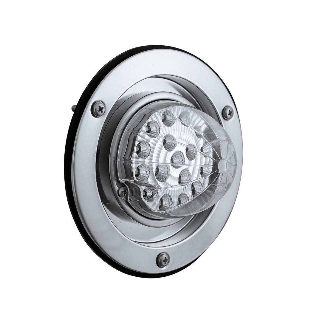 17 LED Dual Function Watermelon Reflector Light Sleeper Bunk Kit With 304 Stainless Steel Bezel - Amber LED/Clear Lens