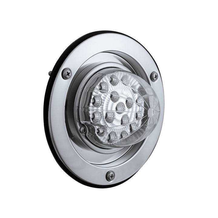17 LED Dual Function Watermelon Reflector Light Sleeper Bunk Kit With 304 Stainless Steel Bezel - Amber LED/Clear Lens