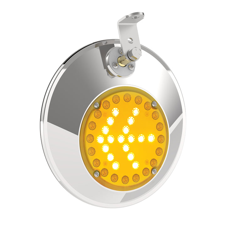 8-1/2" 430 Stainless Steel Convex Mirror With LED - Passenger