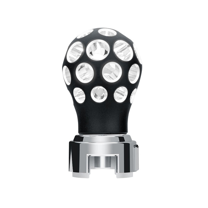 Thread-On Matte Black Phoenix Style Ball Gearshift Knob With LED 13/15/18 Speed Adapter - White LED