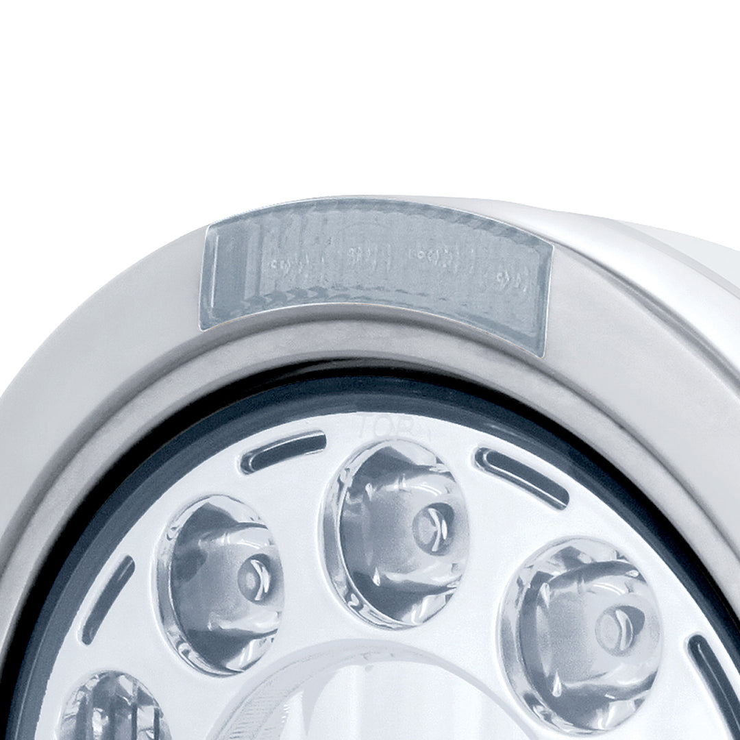 Stainless Bullet Classic Headlight 11 LED Bulb With Dual Mode LED Signal - Clear Lens