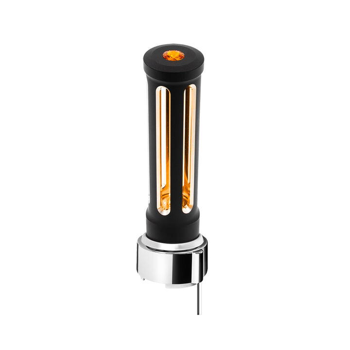 Thread-On Matte Black Sonoma Style Gearshift Knob With LED 9/10 Speed Adapter - Amber Crystal/Amber LED