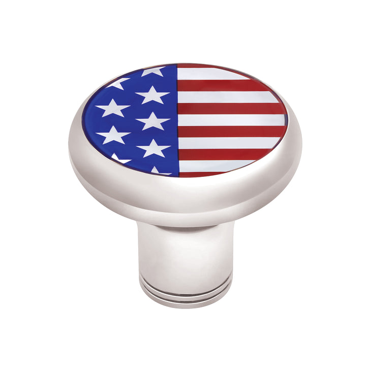 1/2" - 13 Thread-On Gearshift Knob With USA Flag Sticker - Chrome