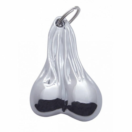 4-1/2" Medium Low - Hanging Balls Novelty Keychain - Chrome