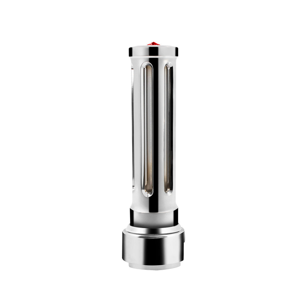 Thread-On Chrome Sonoma Style Gearshift Knob With LED 13/15/18 Speed Adapter - Red Crystal/Red LED