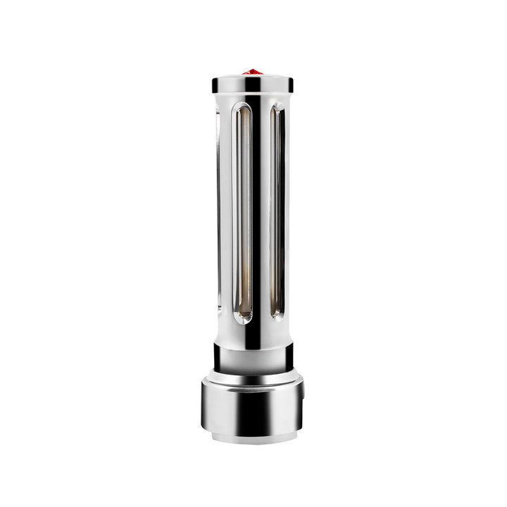Thread-On Chrome Sonoma Style Gearshift Knob With LED 13/15/18 Speed Adapter - Red Crystal/Red LED