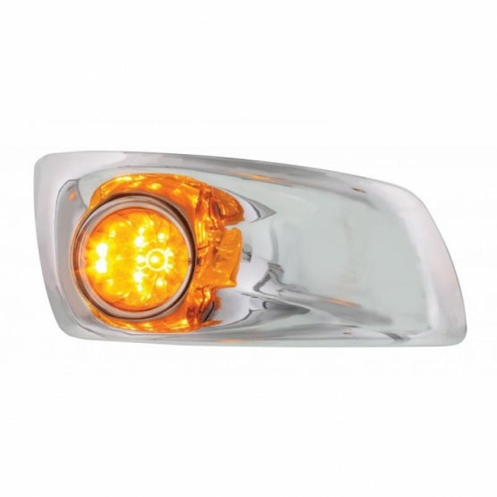 Fog Light Cover With 17 Amber LED Hi/Lo Watermelon Light For 2007-17 KW T660 - Passenger - Amber Lens