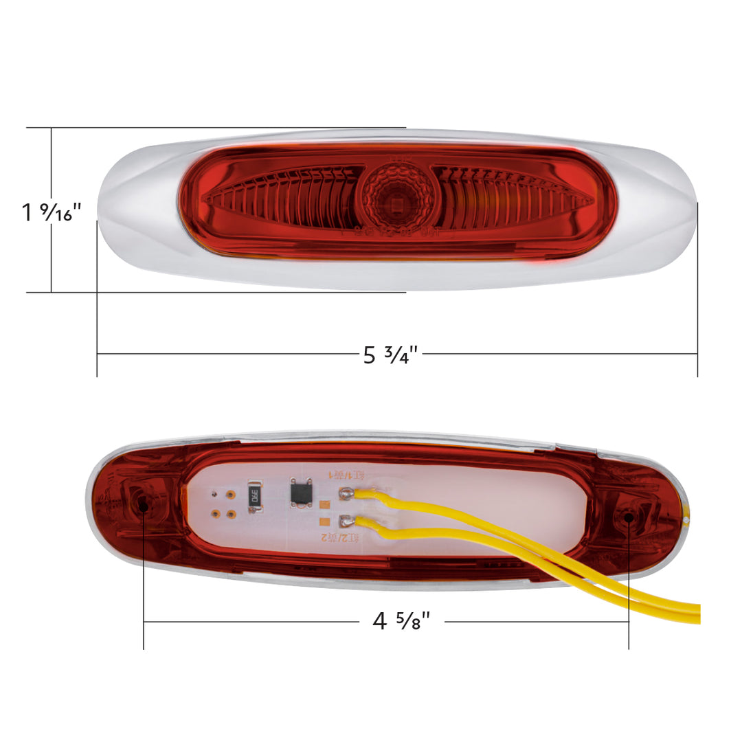 5-3/4" Wide 3 LED ViperEye Light (Clearance/Marker) - Red LED/Red Lens