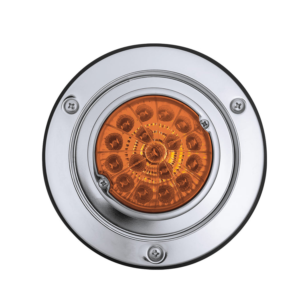 17 LED Dual Function Watermelon Reflector Sleeper Bunk Kit With 304 Stainless Steel Bezel - Amber LED/Amber Lens