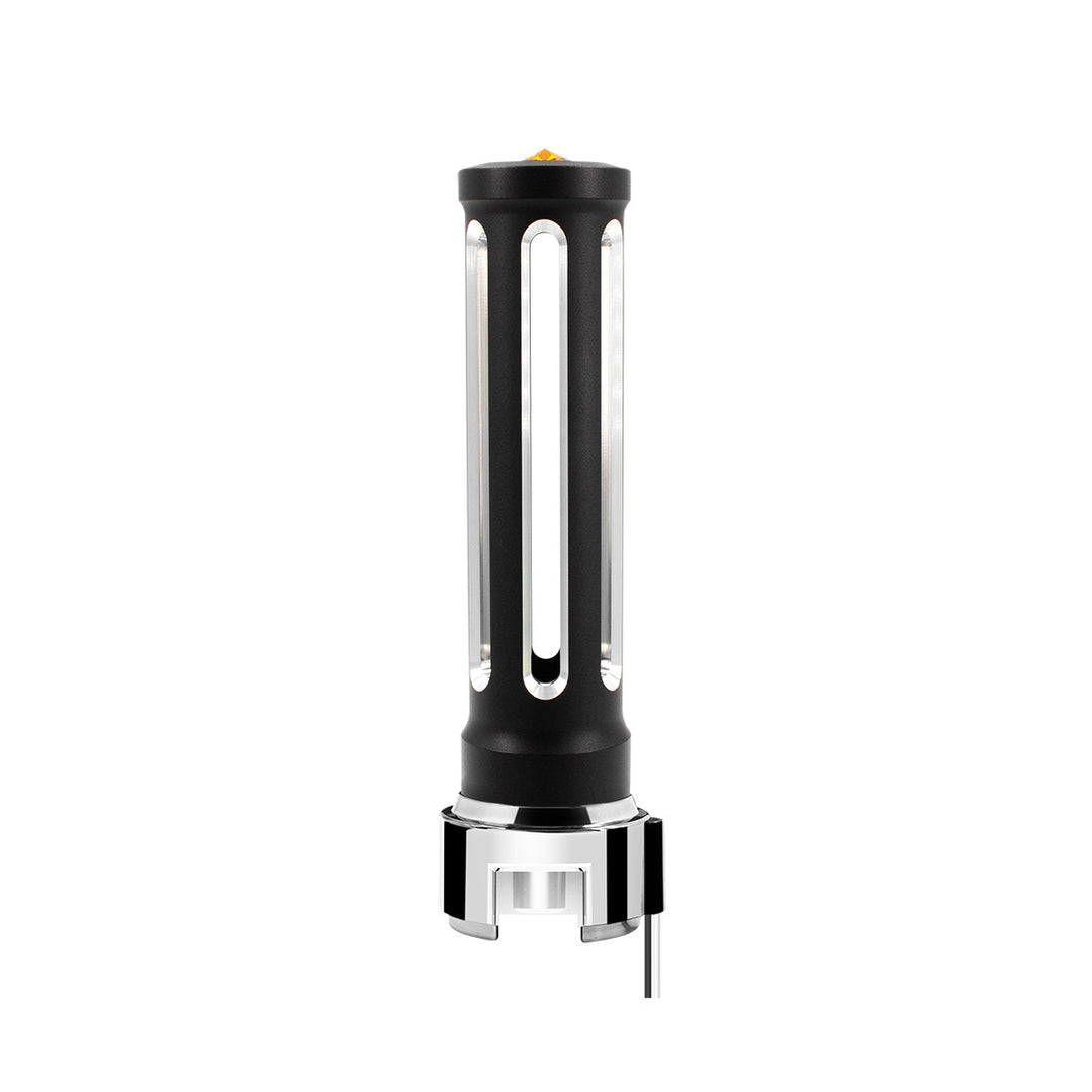 Thread-On Matte Black Sonoma Style Gearshift Knob With LED 13/15/18 Speed Adapter - Amber Crystal/Amber LED