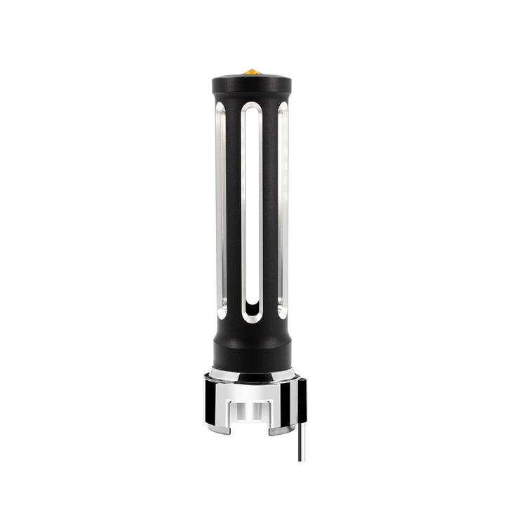 Thread-On Matte Black Sonoma Style Gearshift Knob With LED 13/15/18 Speed Adapter - Amber Crystal/Amber LED