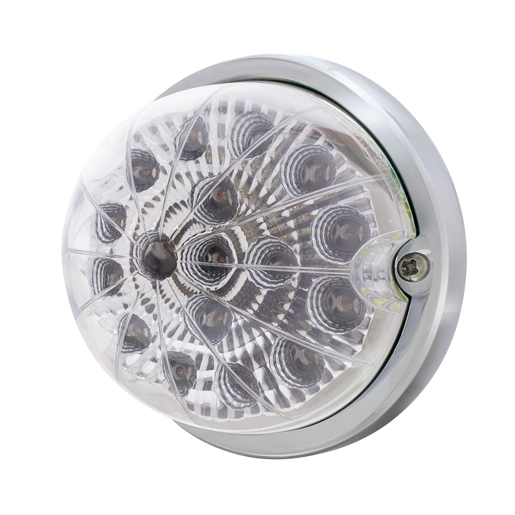 17 LED Dual Function Watermelon Clear Reflector Flush Mount Kit With Low Profile Bezel - Amber LED/Clear Lens