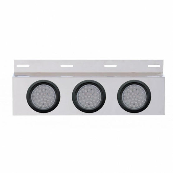 Stainless Top Mud Flap Plate With 3 x 36 LED 4" Lights &amp; Grommets - Red LED/Clear Lens (Each)