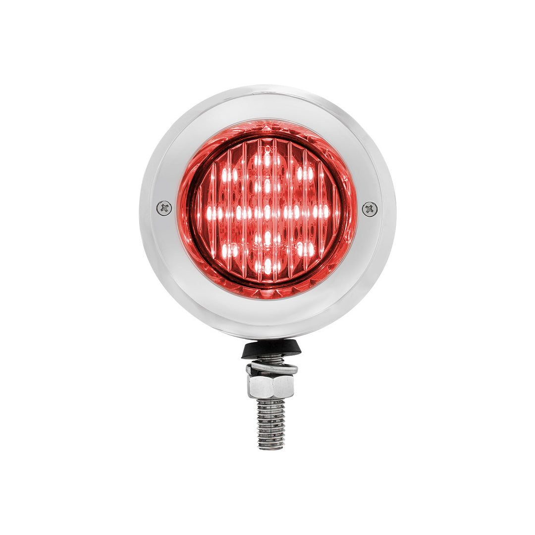 Stainless 2-1/2" Double Face Light With LED Lights &amp; Bezels - Amber &amp; Red LED/Clear Lens