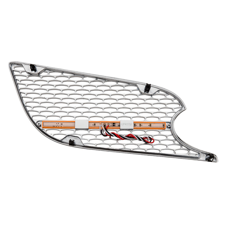 Chrome Air Intake Grille With LED GloLight For 2012-2021 Peterbilt 579 (Driver) - Amber LED/Amber Lens
