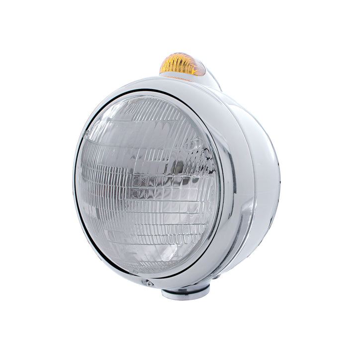 Chrome Guide 682-C Headlight 6014 &amp; Dual Mode LED Signal - Amber Lens