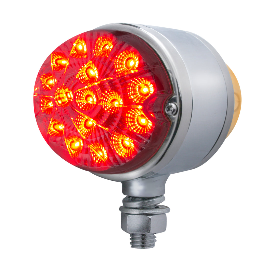 17 LED Dual Function Reflector Double Face Light - Amber &amp; Red LED/Clear Lens