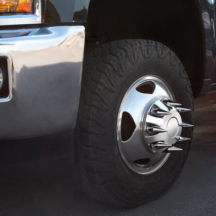 Chrome Spike Hubcap Nut Cover For 1999-2018 Chevy &amp; GMC 2500 &amp; 3500 - Push-On (Color Box of 32)